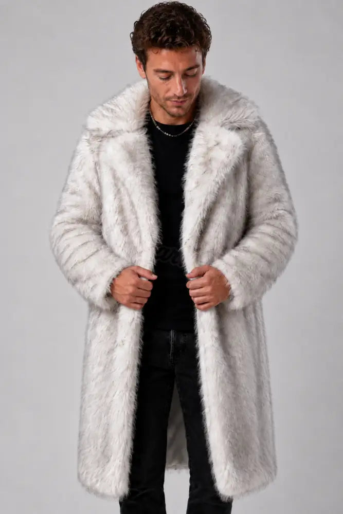 SugarFur SugarDaddy LED Coat - Long-Length White Faux Fur — lights off